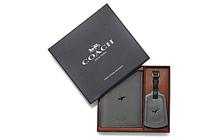Coach Coach Passport Case Passport Holders Gray Black