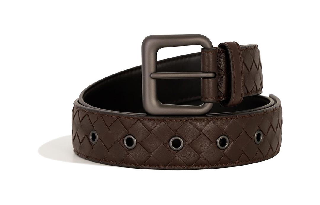 Bottega Veneta Bottega Veneta Double-Sided Cut-Out Decoration Pin Buckle Leather Belts Unisex Brown Width: 3cm