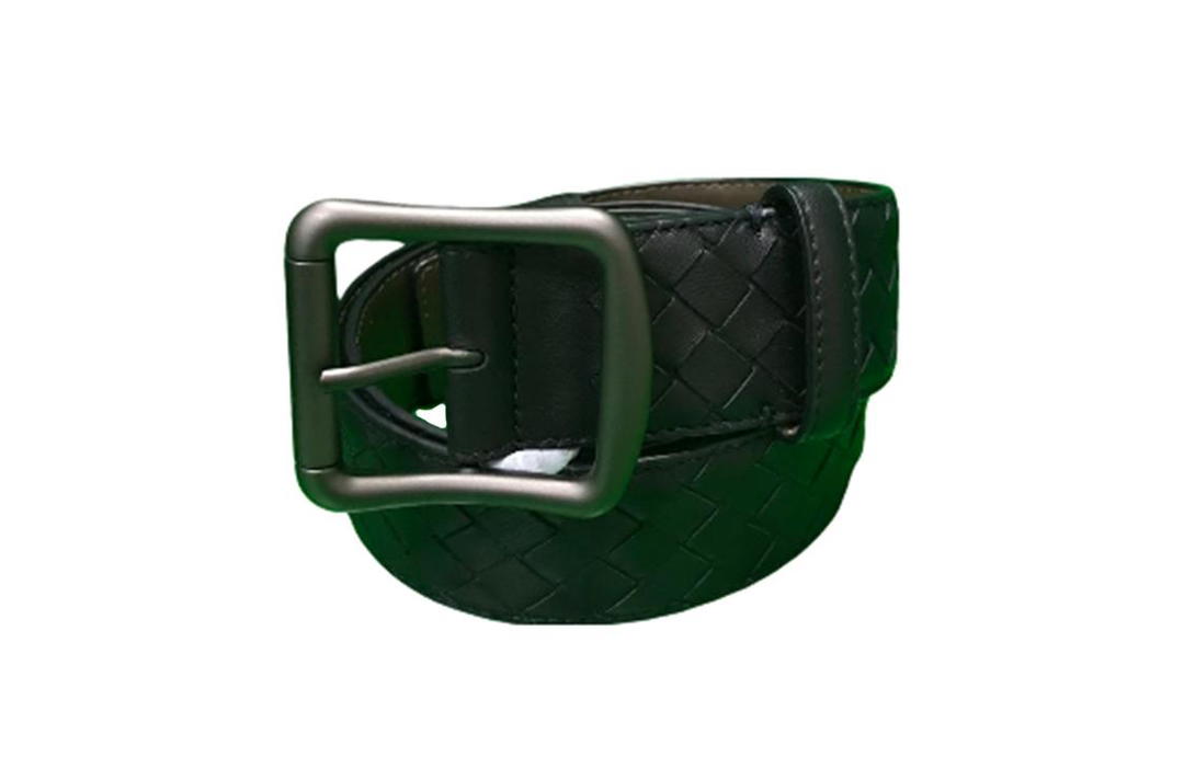 Bottega Veneta Bottega Veneta Woven Design Pin Buckle Leather Belts Unisex Black