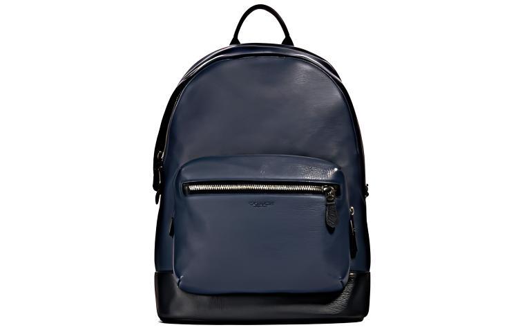 Coach Coach West Leather Backpack Large Size Men's Dark Blue