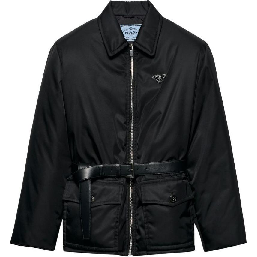 Prada Prada Logo Plaque Belt Detailed Jacket