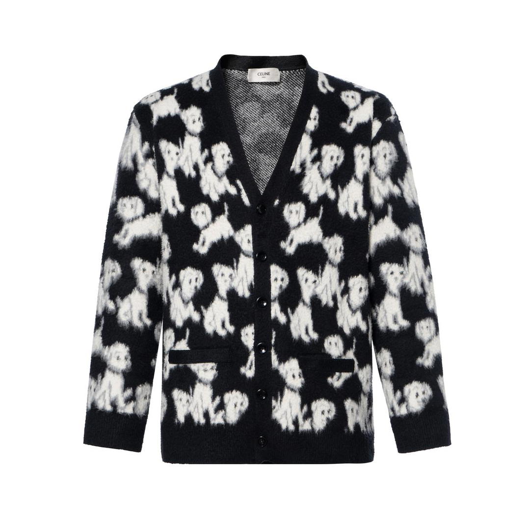 Celine Celine Brushed Cotton Blend Jacquard Cardigan