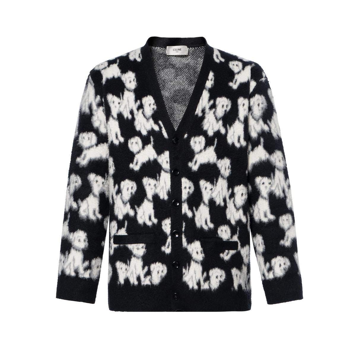 Celine Celine Brushed Cotton Blend Jacquard Cardigan
