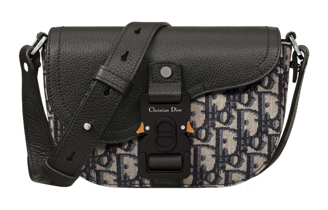 Dior Dior Fabric Patchwork With Cow Leather Saddle Bags One Shoulder Crossbody Clutches Regular Men's Black/Beige
