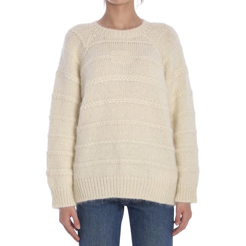 Celine Celine Triomphe Crew Neck Sweater In Mohair And Silk