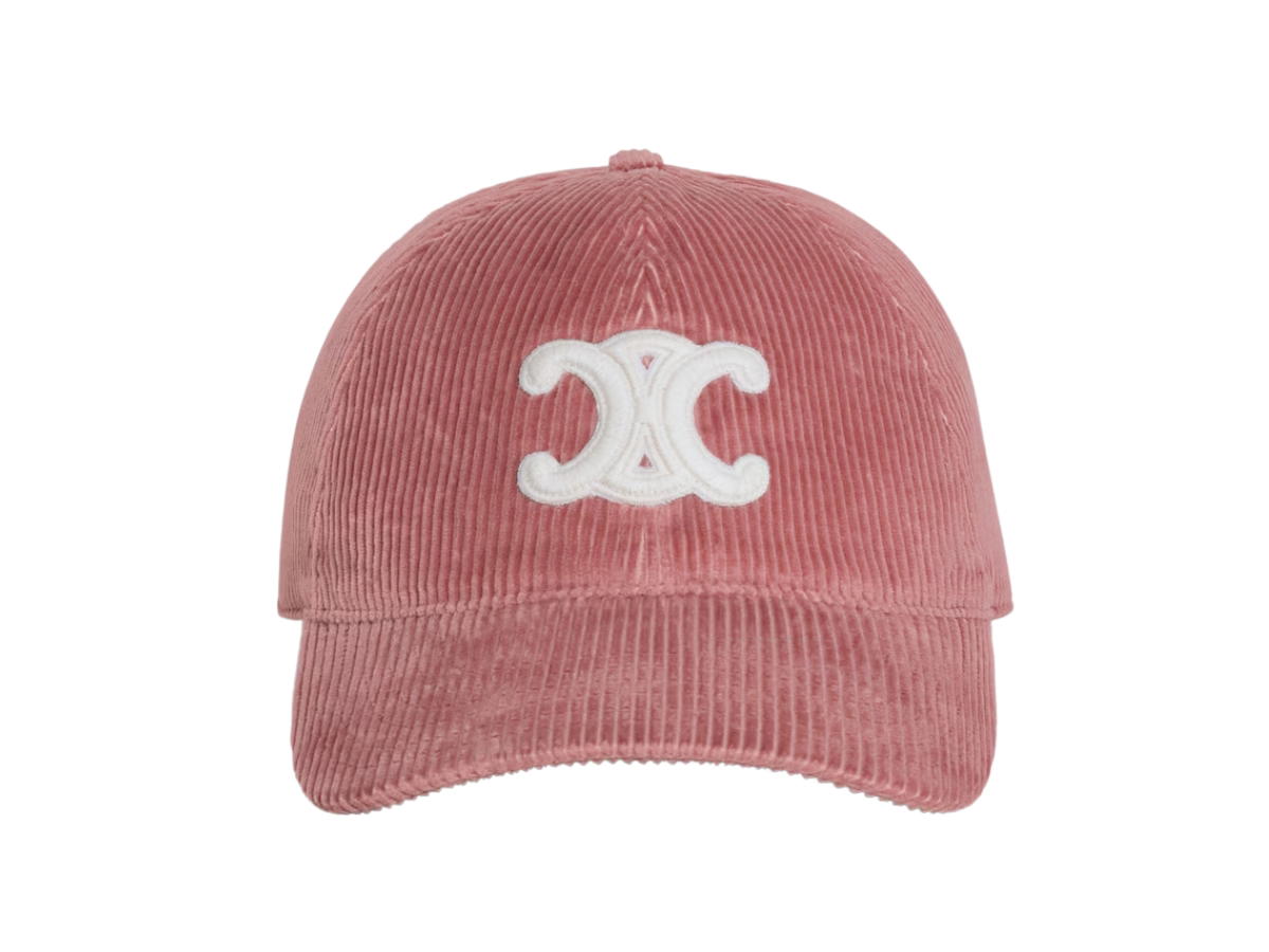 Celine Celine Triomphe Baseball Cap In Corduroy Rose Poudré