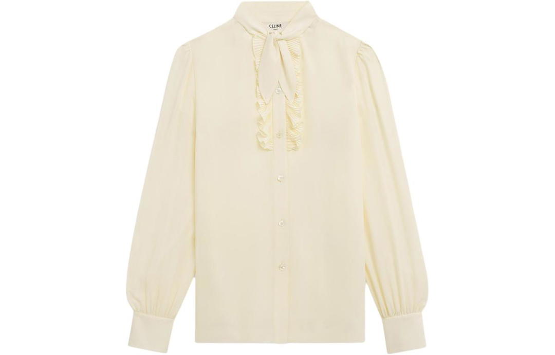 Celine Celine Blouse With Jabot In Silk Crepe Shirt Women's Ivory