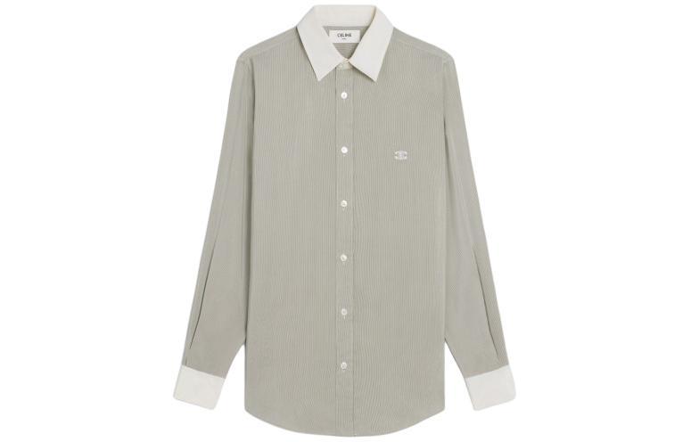Celine Celine Romy Triomphe Embroidered Striped Shirt