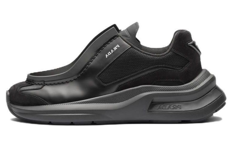 Prada Prada Brushed Leather Sneakers Bike Fabric Suede Black