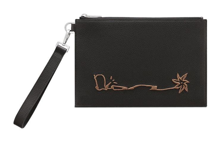 Dior Dior CACTUS JACK Collaboration Grained Calfskin Handbag Clutch Men's Black
