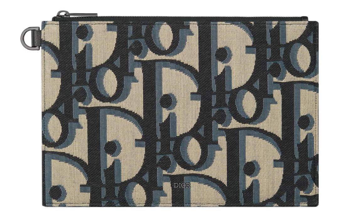 Dior Dior Leather Trim Clutch Regular Unisex Beige & Black