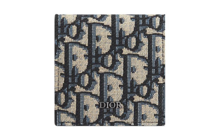 Dior Dior Oblique Jacquard Fabric Coin Purse Men's Beige & Black