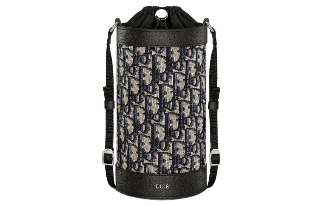 Dior Dior Aqua Leather Insulated Bottle Holder With Cup Sleeve Unisex Beige & Black