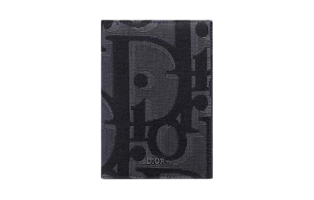 Dior Dior Oblique Printed Fabric Passport Holder Women's Black