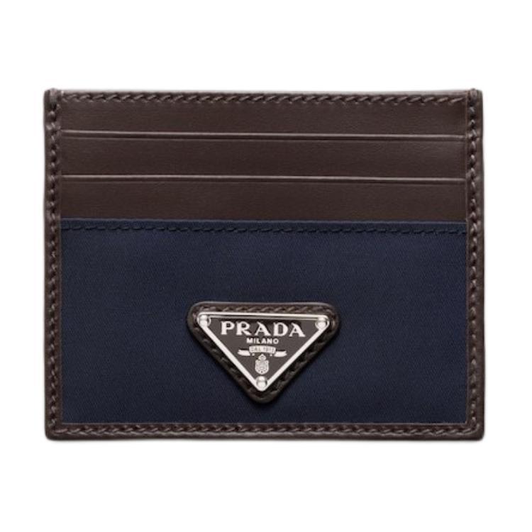Prada Prada Re Nylon Polyamide Card Holder Men's Blue & Coffee