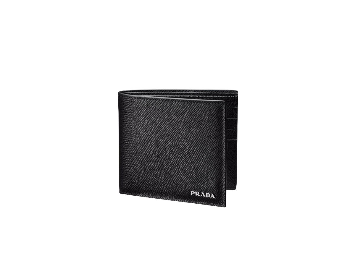 Prada Prada Bifold Wallet In Letter Logo Saffiano Leather