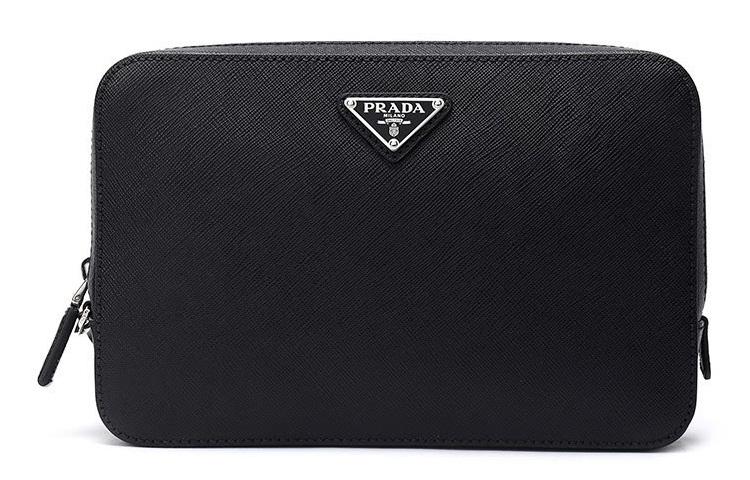 Prada Prada Saffiano Leather Clutch Men's Black