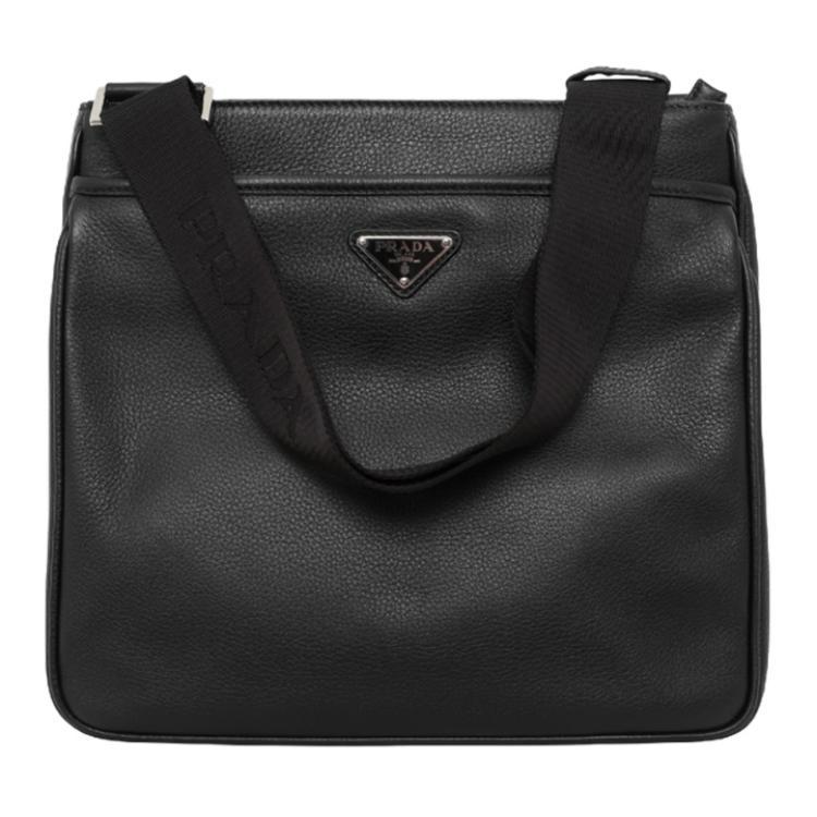 Prada Prada Leather Crossbody Bag Men's Black