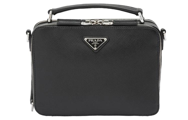Prada Prada Brique Cow Leather Crossbody Handbags Men's Black