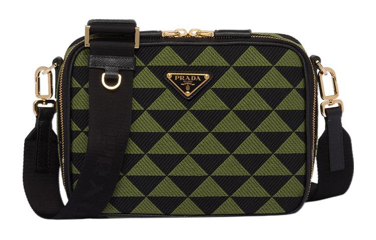 Prada Prada Symbole Jacquard Fabric Shoulder Bag Crossbody Bag Regular Men's Black/Ivy Green