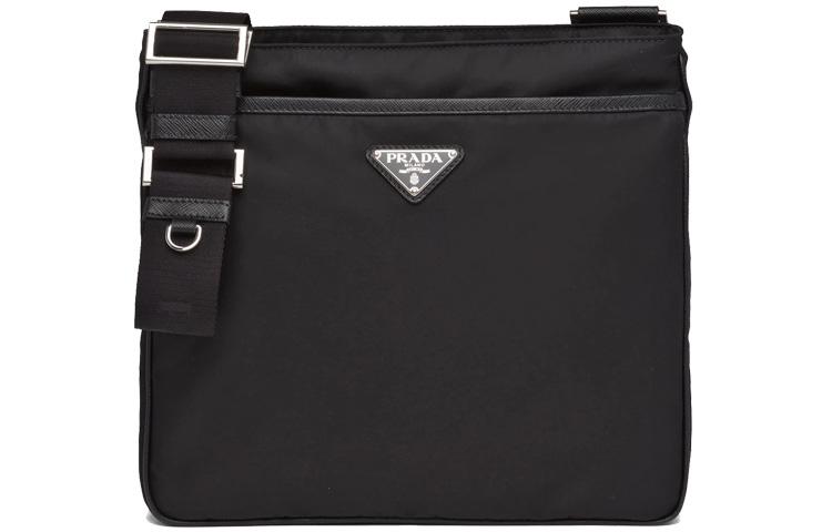 Prada Prada Recycled Nylon Saffiano Cow Leather Shoulder Bag, Crossbody Bag Men's Black