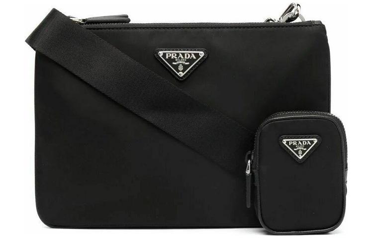 Prada Prada Recycled Nylon Saffiano Leather 2 in 1 Crossbody Bag Shoulder Bag Men's Black