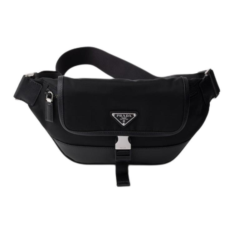 Prada Prada Re-NylonSaffiano Leather Crossbody Bag Shoulder Bag Men's Black