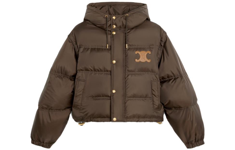 Celine CELINE Triomphe Cropped Down Jacket In Lightweight Nylon