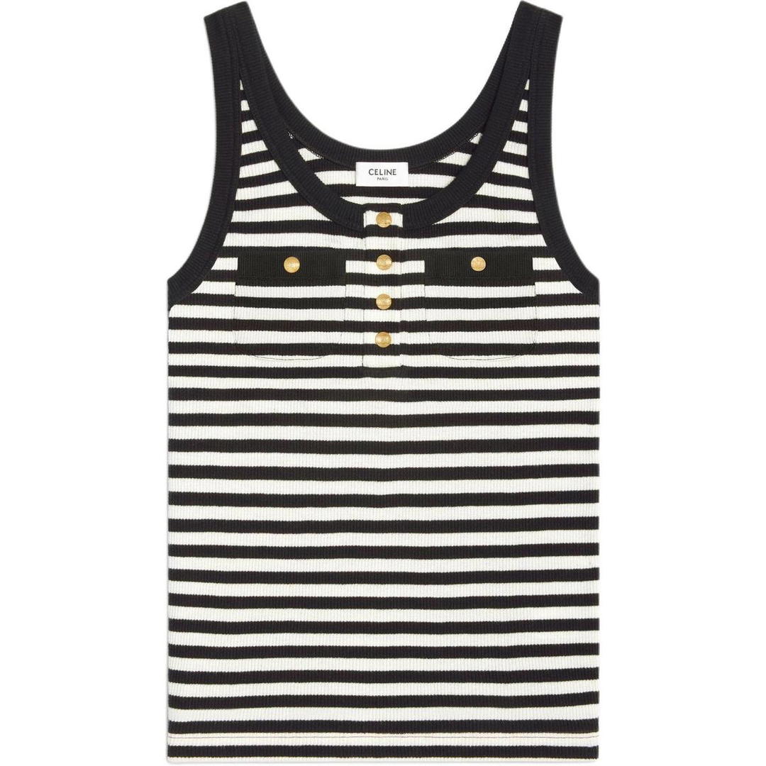 Celine Celine Marinière Tank Top In Ribbed Cotton Jersey