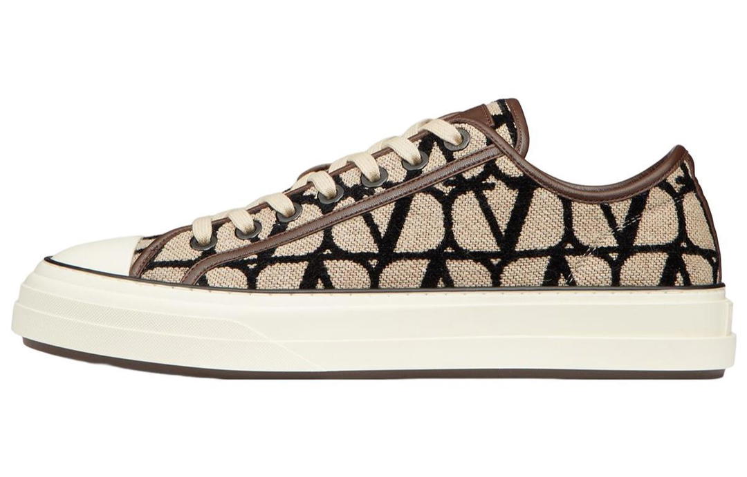 Valentino Valentino Low Top Stylish Skateboarding Shoes Men's Beige Black