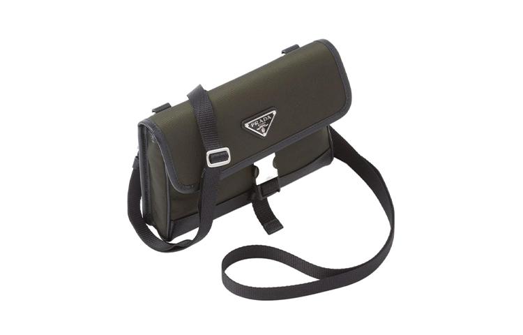 Prada Prada Recycled Nylon Saffiano Leather Shoulder Bag Crossbody Bag Cell Phone Pouch Regular Men's Green