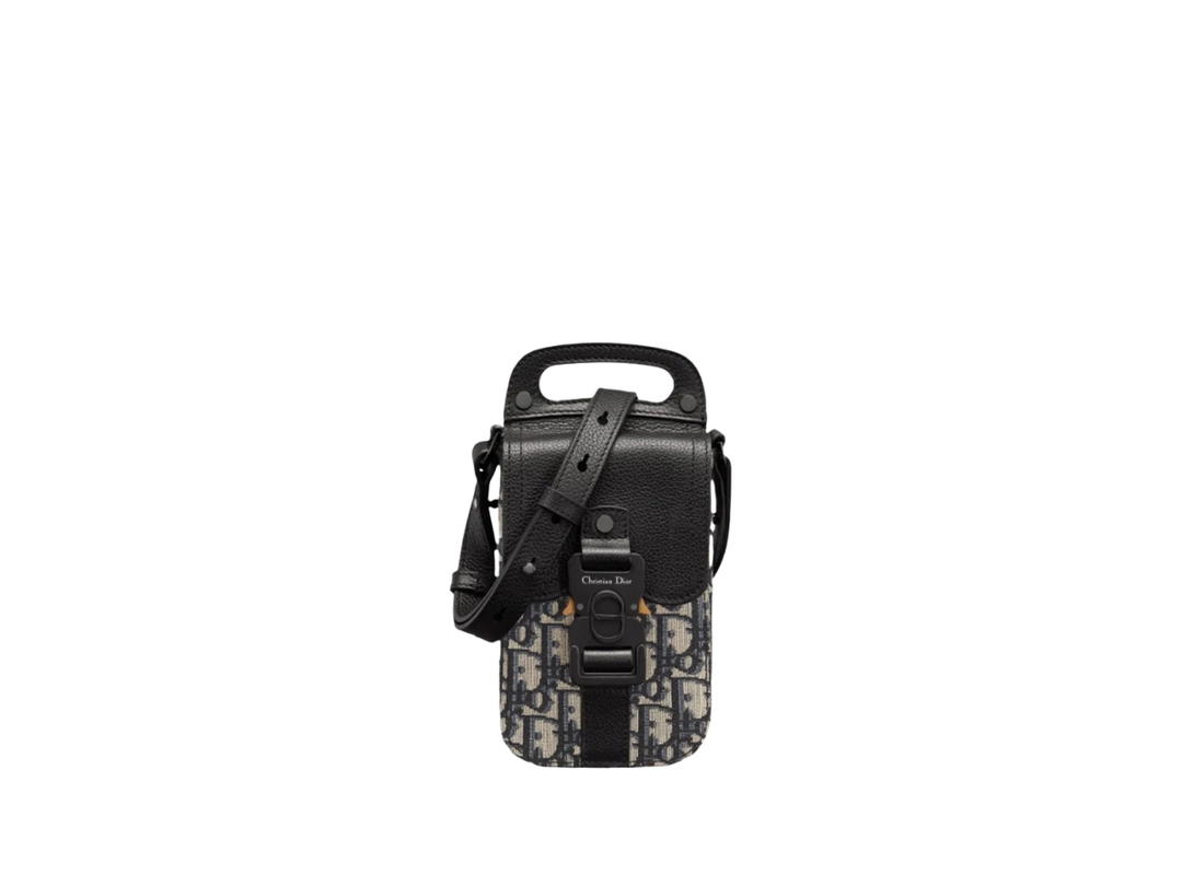 Dior Dior Saddle Strap Vertical Pouch Bag Black