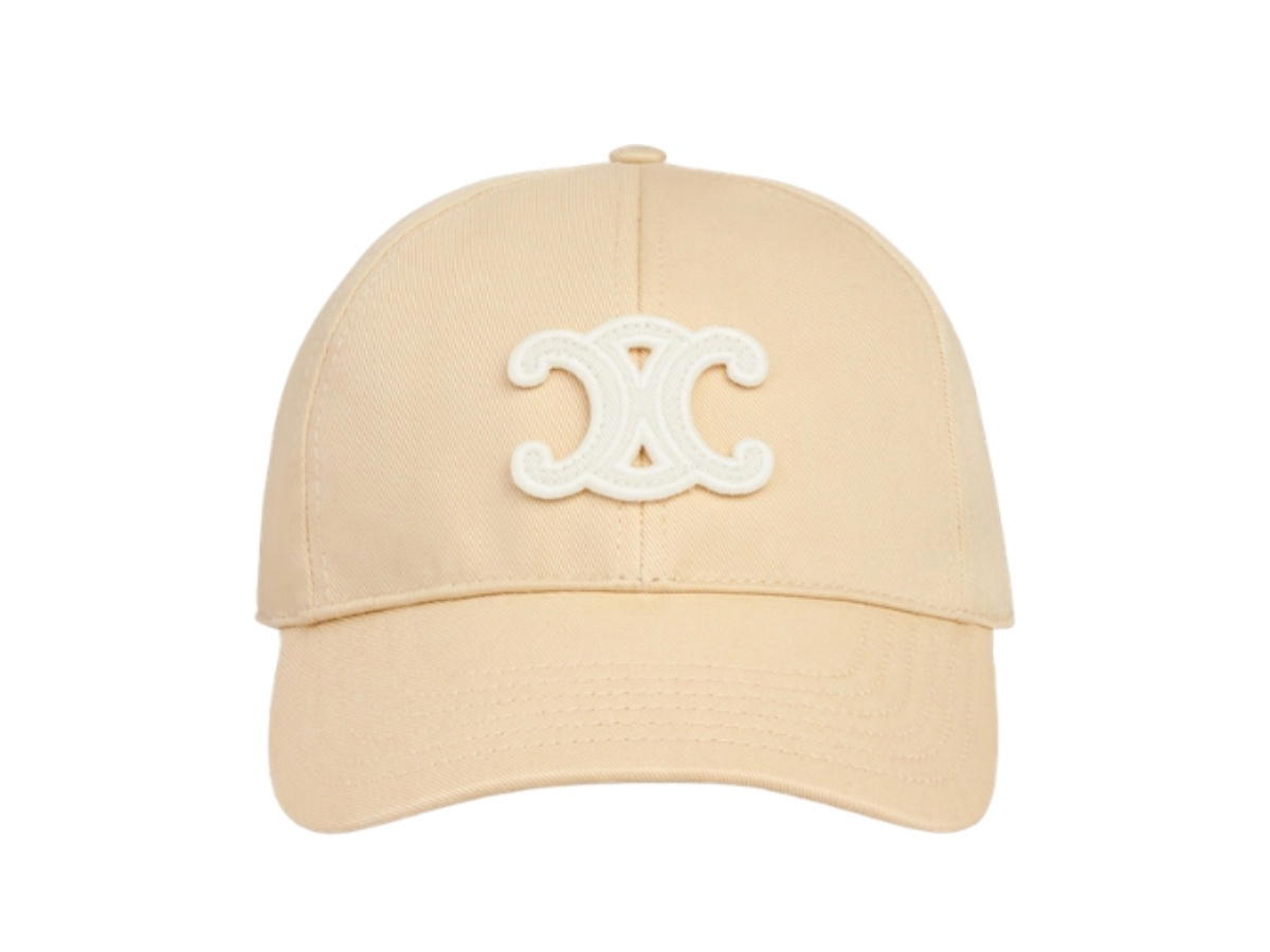 Celine Celine Triomphe Baseball Cap In Cotton Gabardine Macadamia