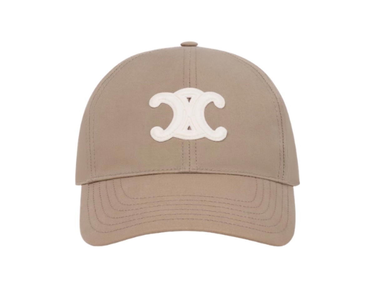 Celine Celine Triomphe Baseball Cap In Cotton Gabardine Greige