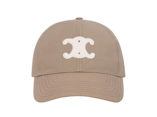 Celine Celine Triomphe Baseball Cap In Cotton Gabardine Greige - view 1