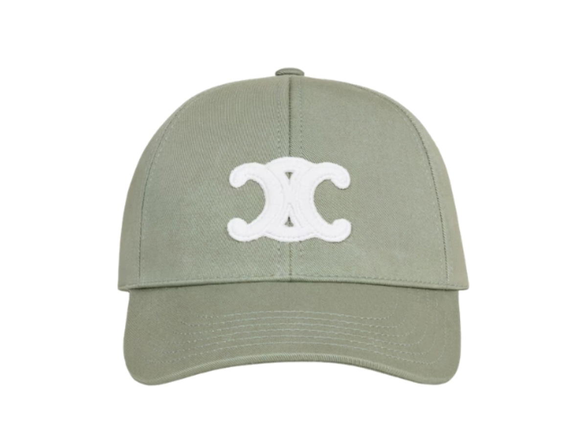 Celine Celine Triomphe Baseball Cap In Cotton Gabardine Sauge