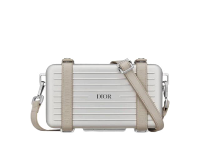 Dior Dior x Rimowa Personal Clutch On Strap Aluminium Silver in Aluminium/Calfskin with Silver-tone - view 1