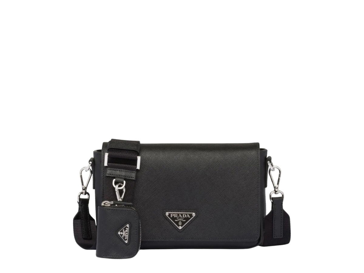 Prada Prada Saffiano Leather Shoulder Bag Black