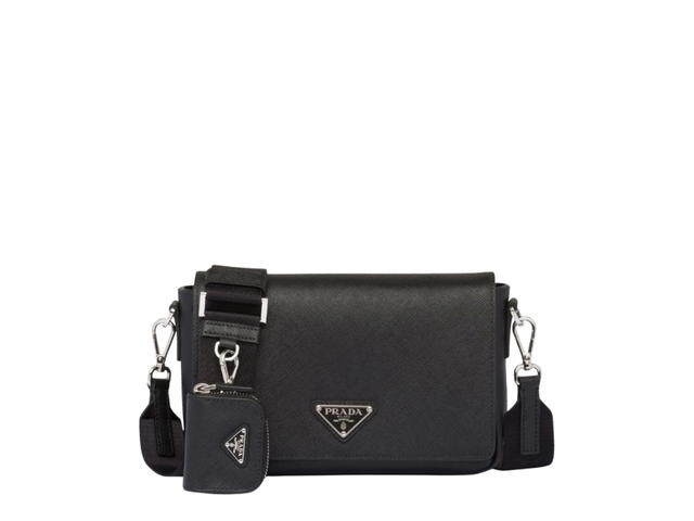 Prada Prada Saffiano Leather Shoulder Bag Black - view 1