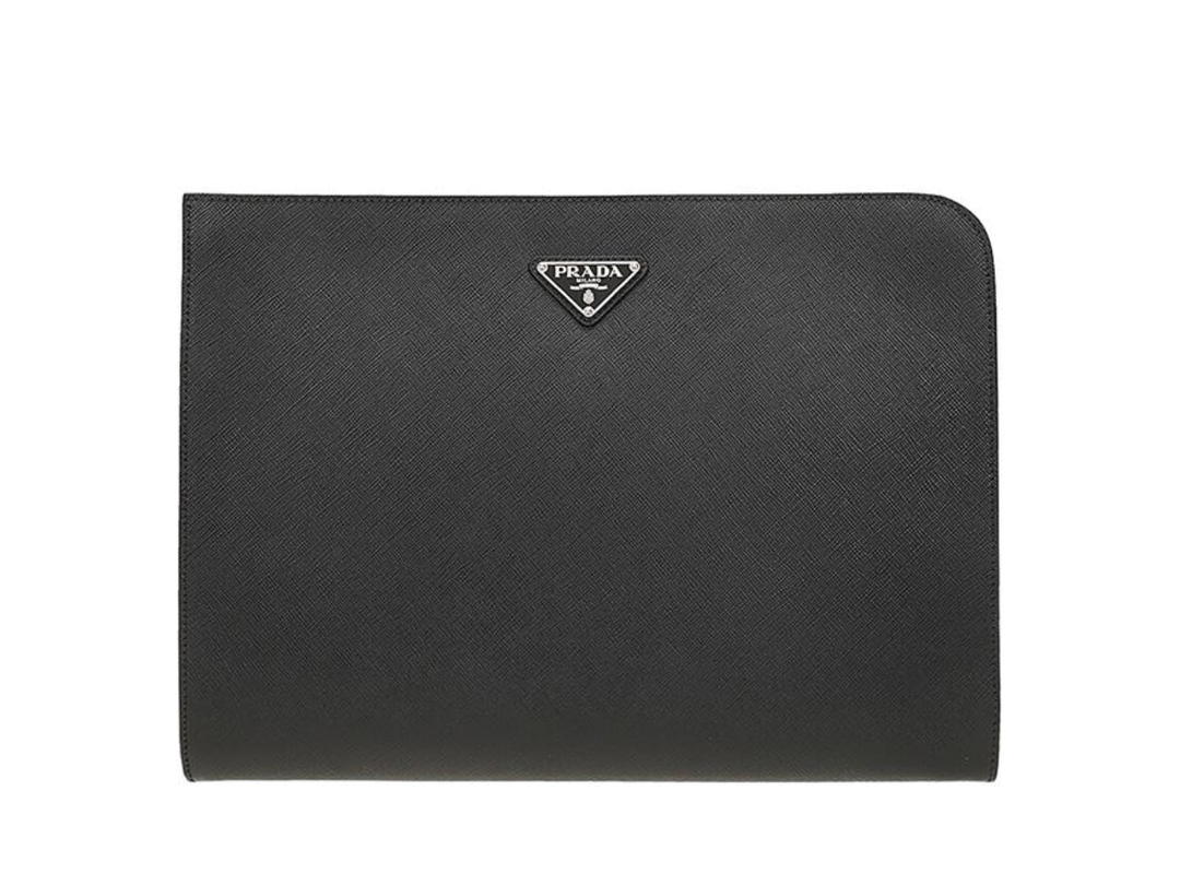 Prada Prada Saffiano Leather Document Holder Black