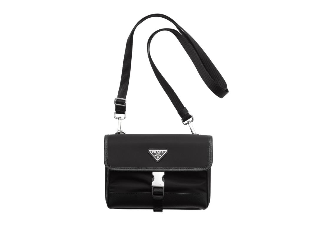 Prada Prada Re-Nylon And Saffiano Leather Smartphone Case Black (Small Strap)