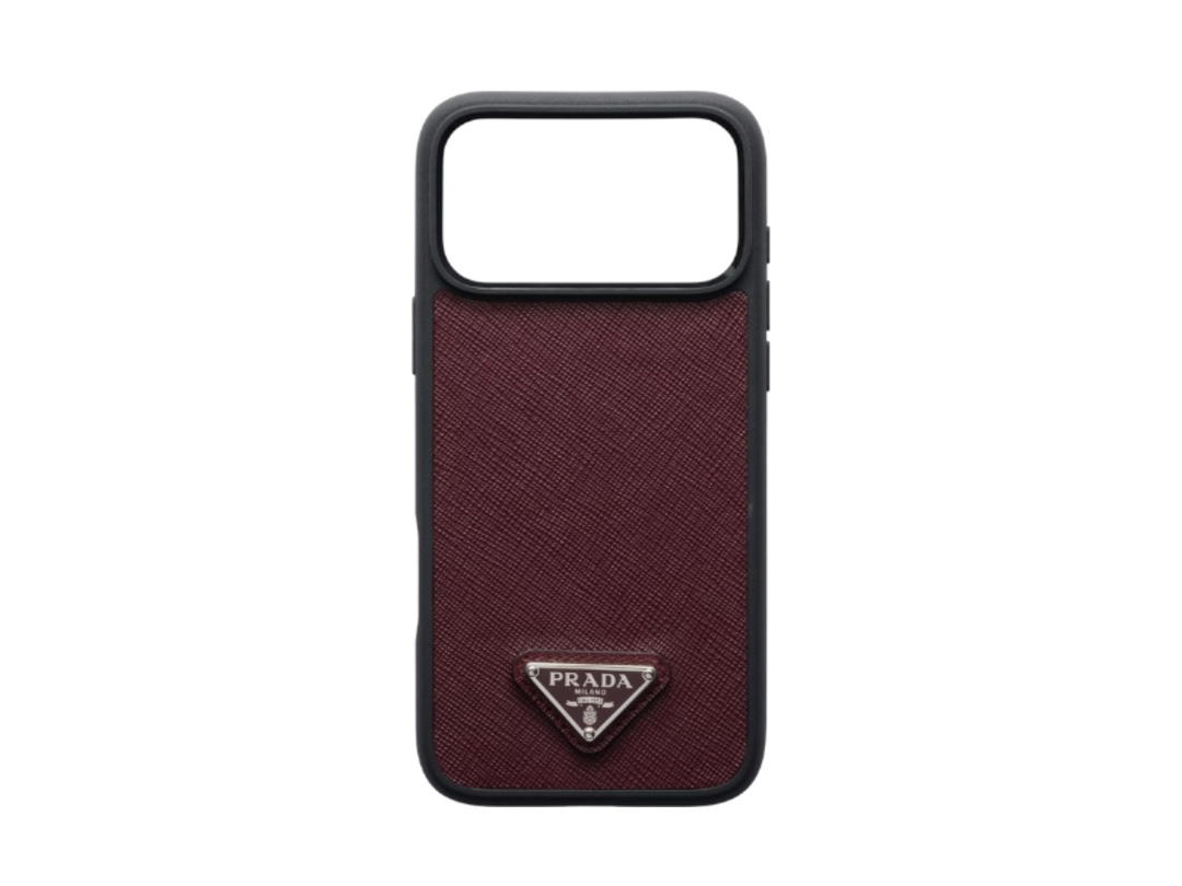 Prada Prada Saffiano Leather Case For iPhone 17 Pro Max Burgundy