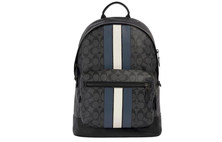 Coach Coach West Backpack In Signature Canvas With Varsity Stripe