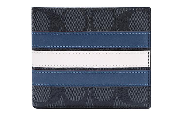 Coach Coach 3 IN 1 Wallet Canvas With Leather 3 in 1 Wallets Men's Old Floral Black/Blue White Stripes