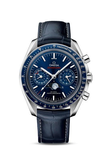 Omega Omega Speedmaster Moonphase Chronograph Master Chronometer Stainless Steel / Blue / Alligator