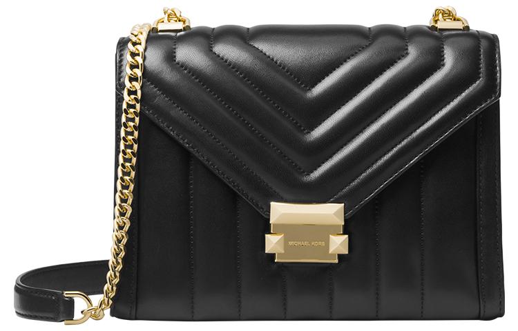 Michael Kors MICHAEL KORS Whitney Sheepskin Envelope Bag Shoulder Bag Crossbody Bag Large Size Women's Pure Black