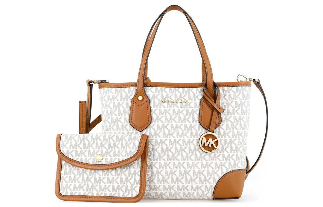 Michael Kors MICHAEL KORS Eva Leather One Shoulder Tote Bag Shopping Bag Handbag Mini Women's White Brown