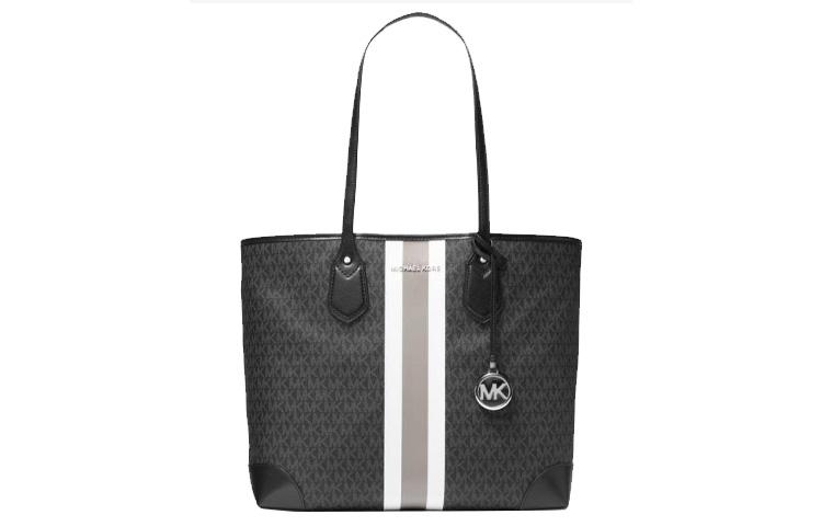 Michael Kors MICHAEL KORS Leather Cotton Canvas Tote Bag Shopping Bag Shoulder Bag Handbag Large Size Women's Black