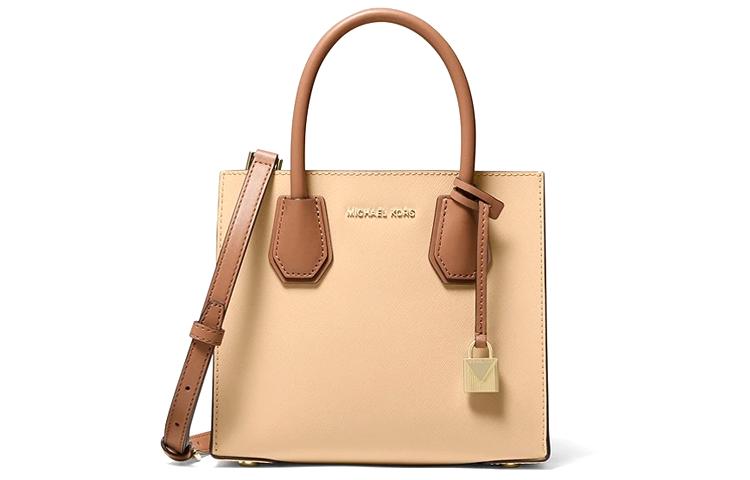 Michael Kors MICHAEL KORS Mercer Cow Leather Trunk Bag Handbag Shoulder Bag Crossbody Bag Medium Size Women's Camel