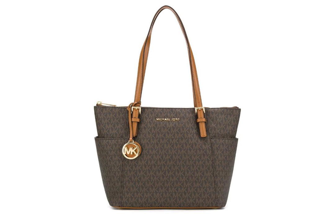 Michael Kors MICHAEL KORS PVC And Cow Leather Shoulder Strap One Shoulder Handbags Women's Brown